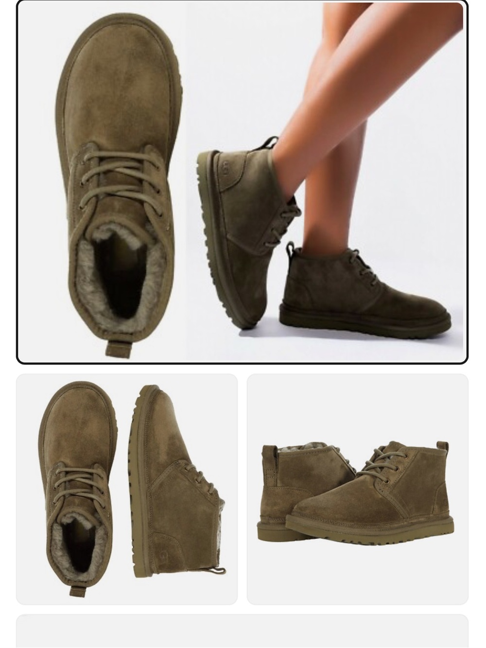 Ugg Women’s Neumel Boots Olive Green Size 10 EU 41 Gorpcore Cabin Casual